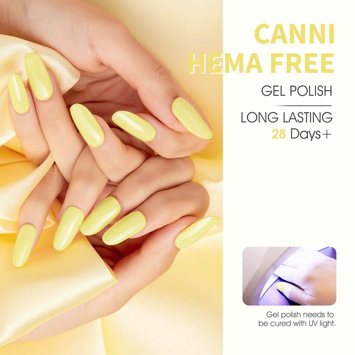 CANNI Yellow Gel Nail Polish applied on nails