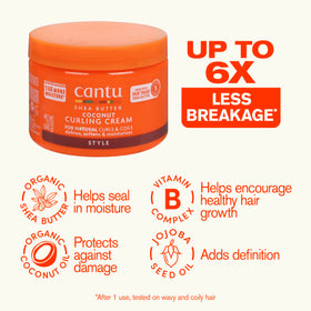 Cantu Coconut Curling Cream 12 oz side view with texture