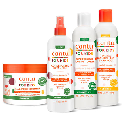 Cantu Kids Haircare Regimen Set including shampoo, conditioner, detangler, and leave-in conditioner