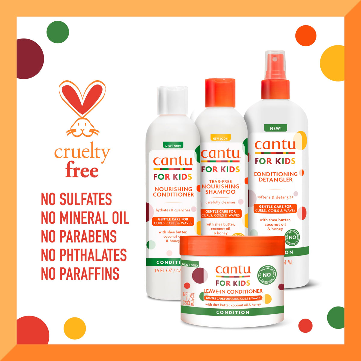 Cantu Kids Haircare Set displayed on a bathroom shelf