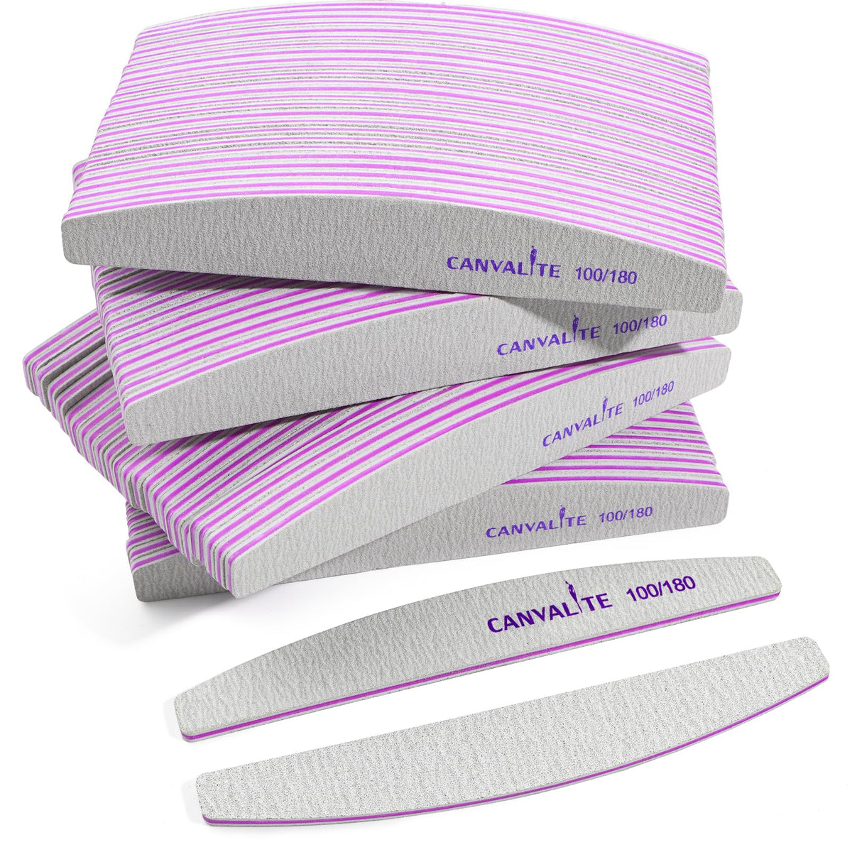 CANVALITE 100 PCS Nail Files front view showing double-sided design