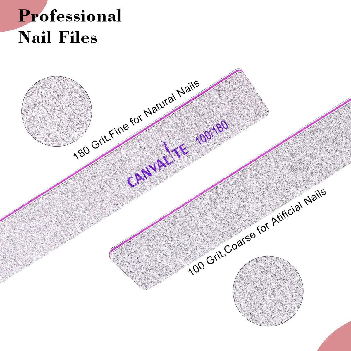 CANVALITE nail files showing double-sided grit