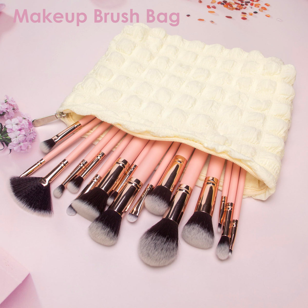 Canvas-lined interior of PAZIMIIK Flat Makeup Bag