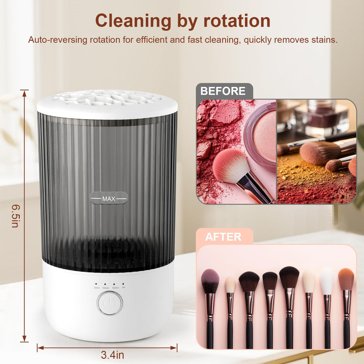 CAPOT brush cleaner showing timer settings