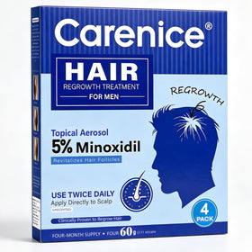 CARENICE Men's 5% Minoxidil Foam in hand for application