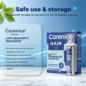 CARENICE Men's 5% Minoxidil Foam with hair growth results chart