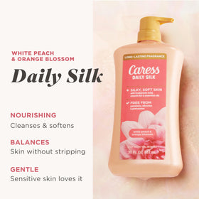 Caress Daily Silk Body Wash 30 fl oz back view showing ingredients