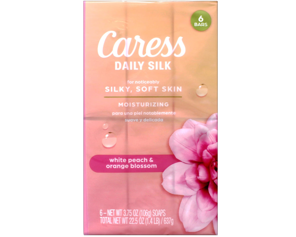 Caress Daily Silk Moisturizing Soap bar close-up showing texture