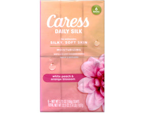 Caress Daily Silk Moisturizing Soap bar close-up showing texture