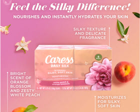Caress Daily Silk Moisturizing Soap with floral background