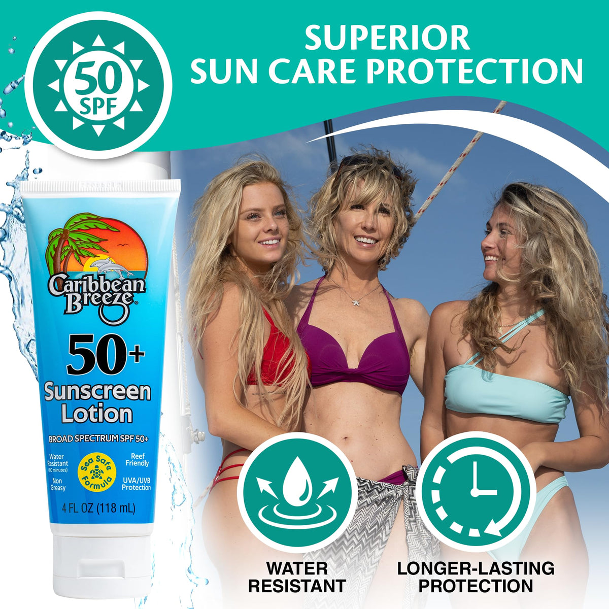 Caribbean Breeze Sunscreen SPF 50 Mango Lime Lotion back view