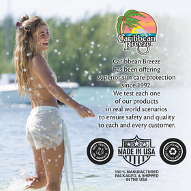 Caribbean Breeze Sunscreen SPF 50 Mango Lime Lotion packaging details