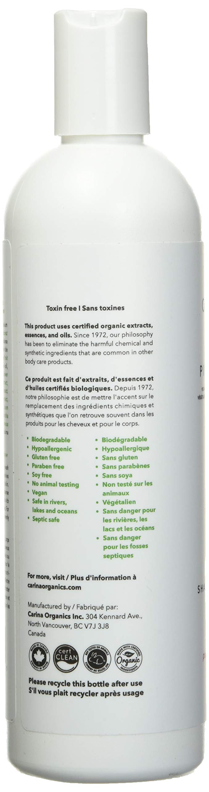 Carina Organics Pink Grapefruit Shampoo & Body Wash on a bathroom shelf