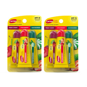 Carmex Daily Care Moisturizing Lip Balm Pack front view with Fresh Cherry flavour