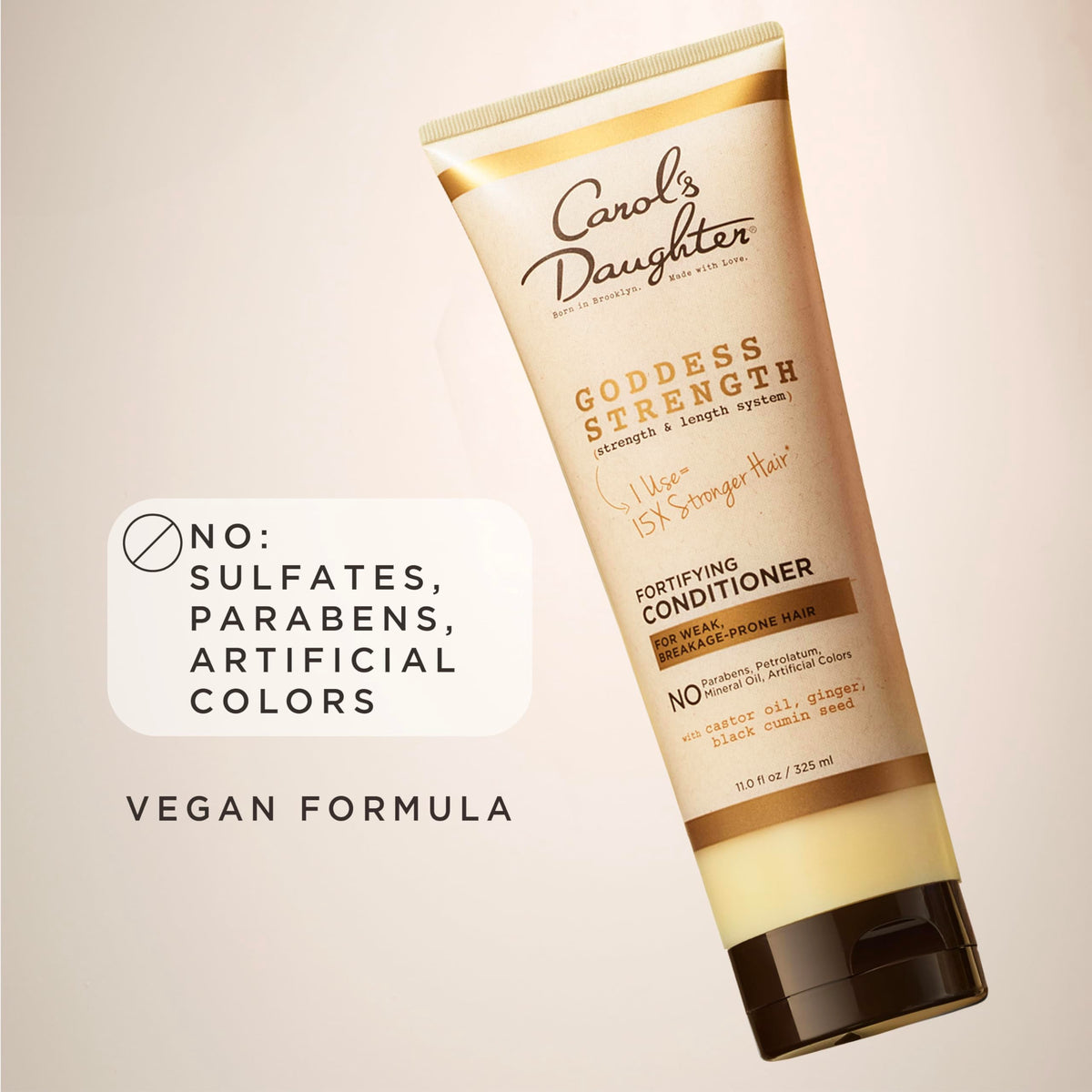 Carol's Daughter Goddess Strength Conditioner with natural ingredients displayed