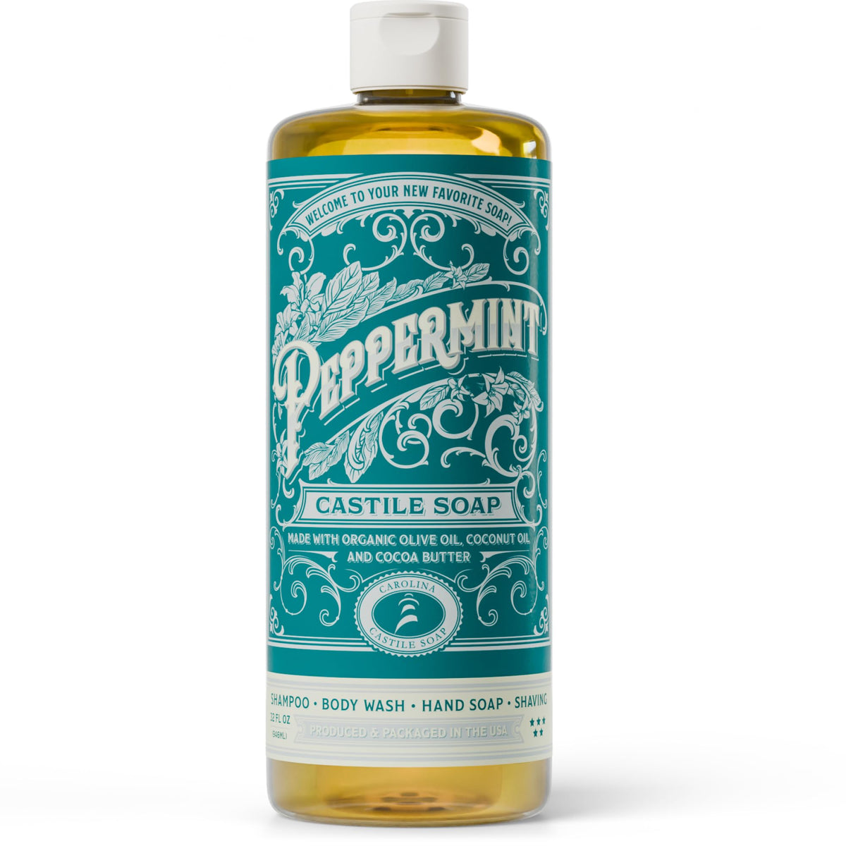 Carolina Castile Soap Peppermint Scent front view with label