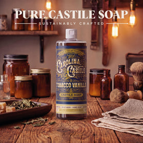 Carolina Castile Soap Tobacco Vanilla Body Wash in lifestyle setting