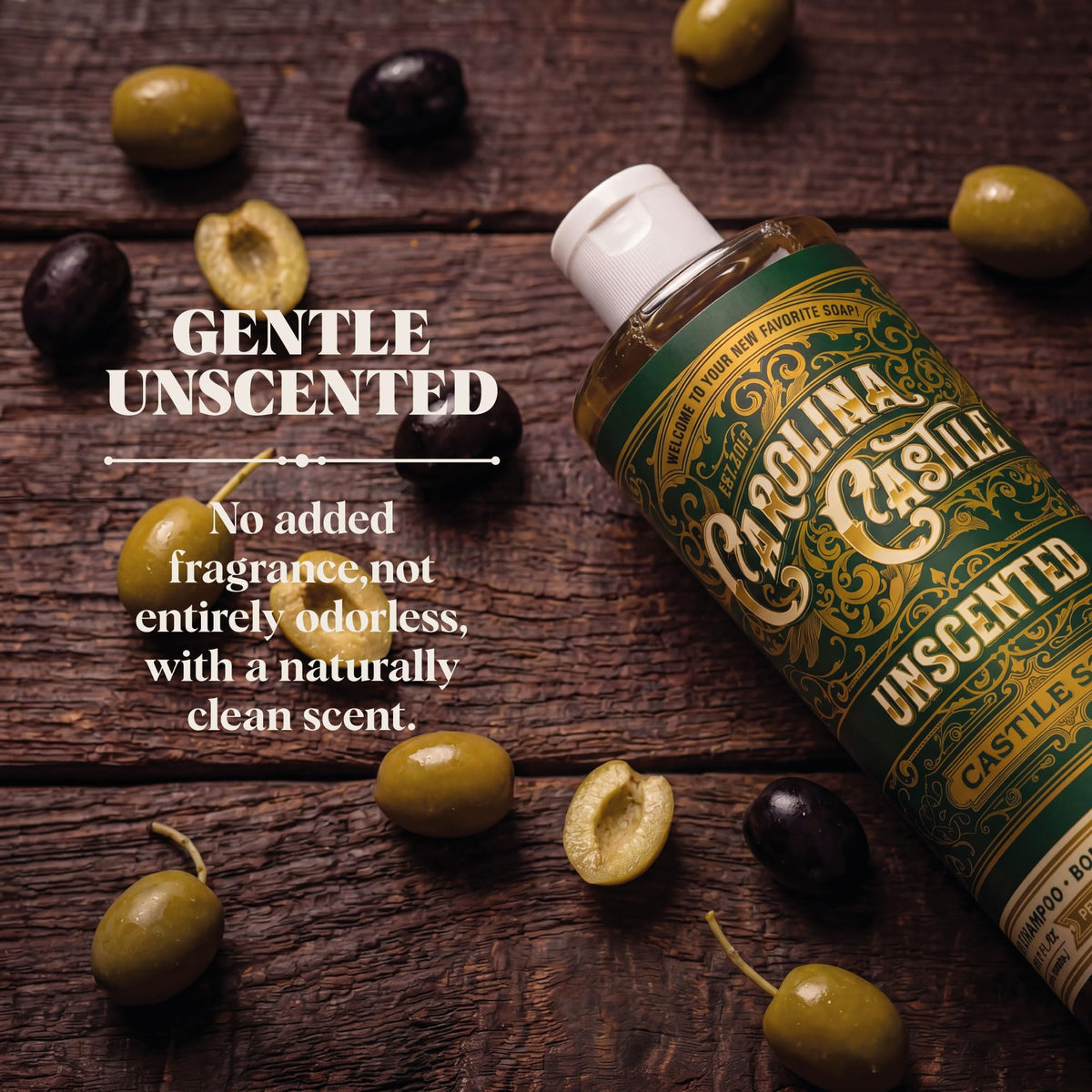 Carolina Castile Soap Unscented Liquid Soap 32 oz with ingredients list