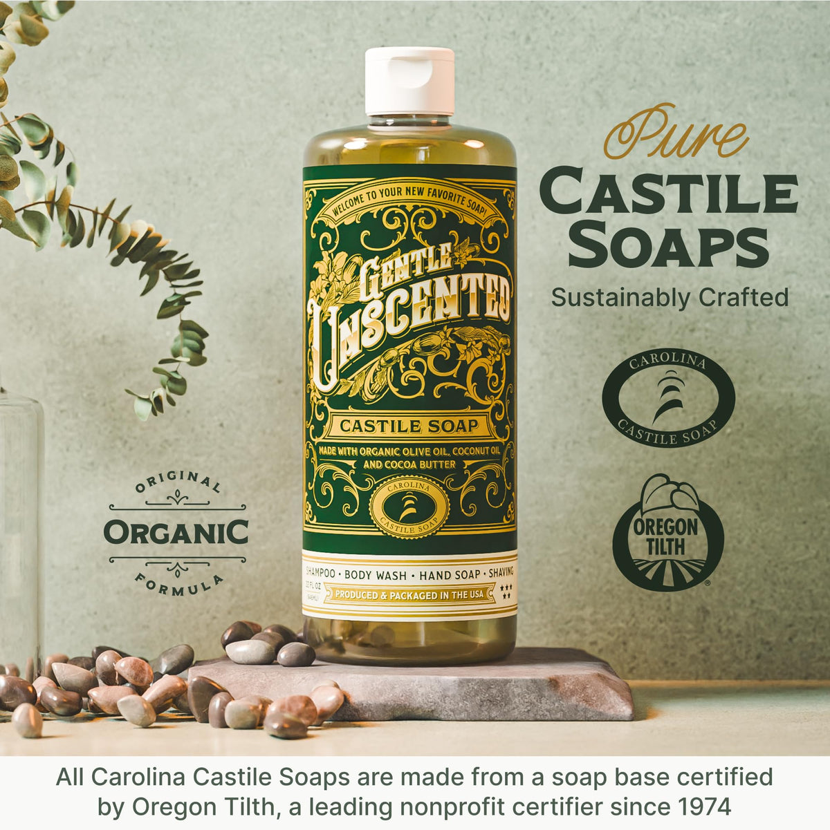 Carolina Castile Soap Unscented Liquid Soap with natural elements