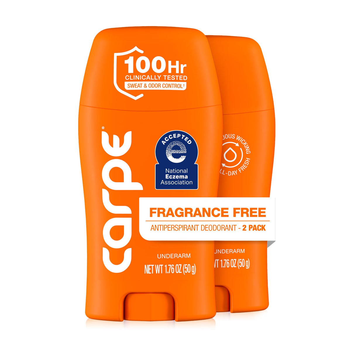 Carpe 100-Hour Antiperspirant Deodorant 2 Pack front view