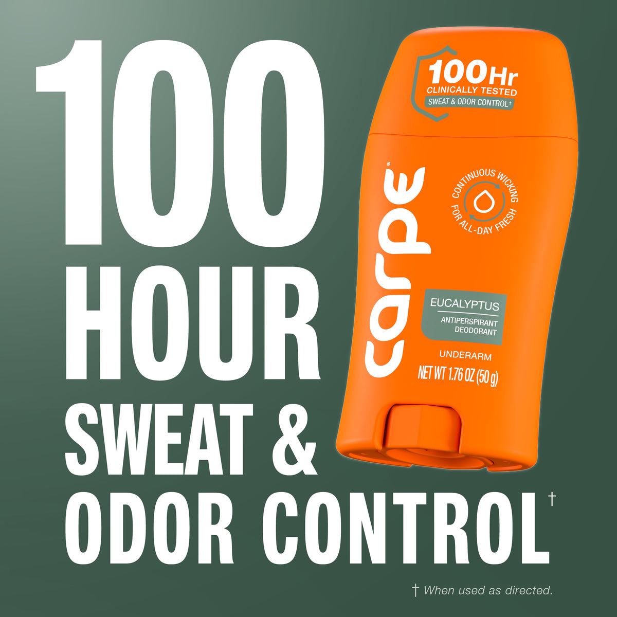 Carpe Antiperspirant Deodorant 100-Hour Eucalyptus application on skin