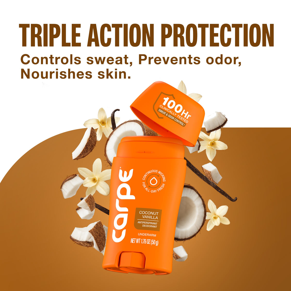 Carpe Antiperspirant Deodorant Coconut Vanilla application demonstration