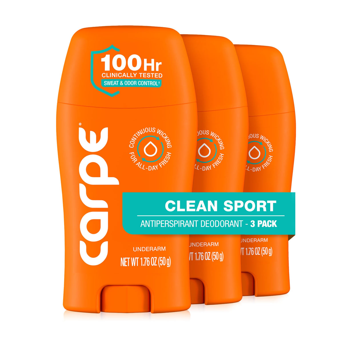 Carpe Antiperspirant Deodorant for Men Clean Sport front view