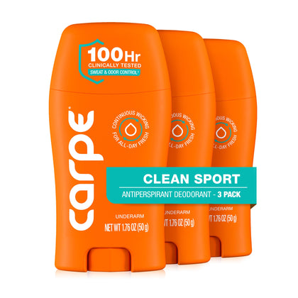 Carpe Antiperspirant Deodorant for Men Clean Sport front view