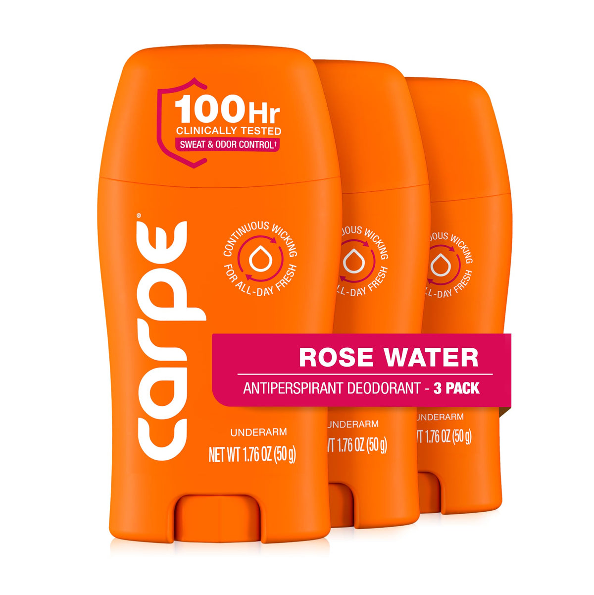 Carpe Antiperspirant Deodorant for Women Rose Water front view