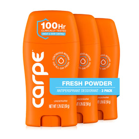 Carpe Antiperspirant Deodorant Fresh Powder 3 Pack front view