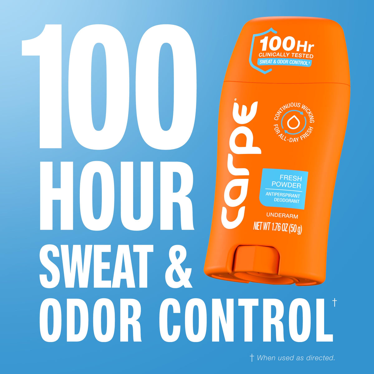 Carpe Antiperspirant Deodorant Fresh Powder application on skin