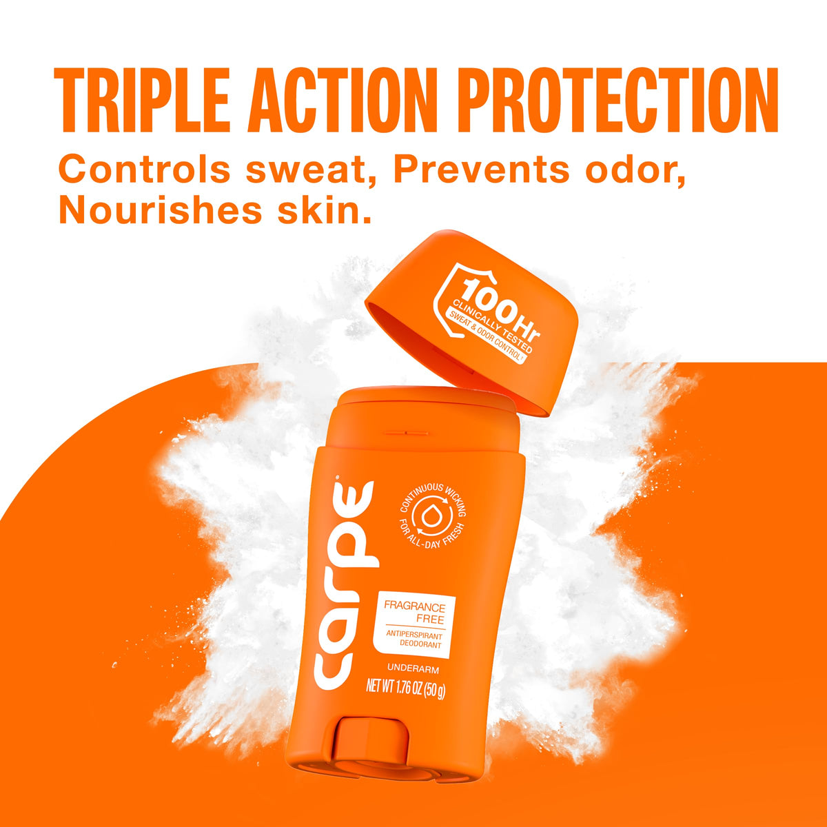 Carpe Antiperspirant Deodorant on a bathroom shelf