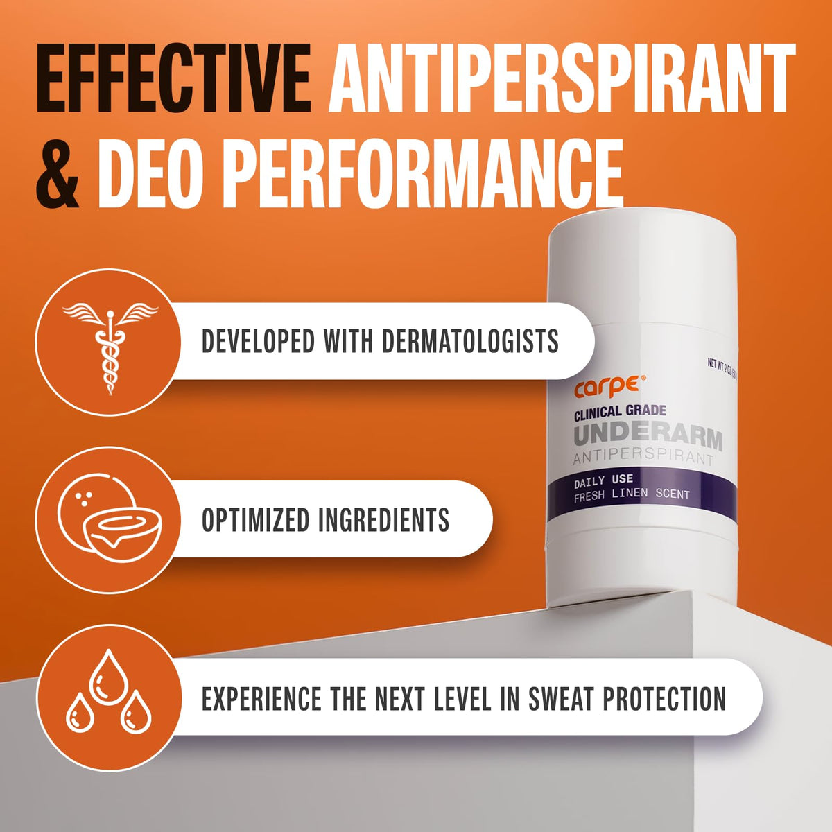 Carpe Antiperspirant Deodorant Stick Fresh Linen side view