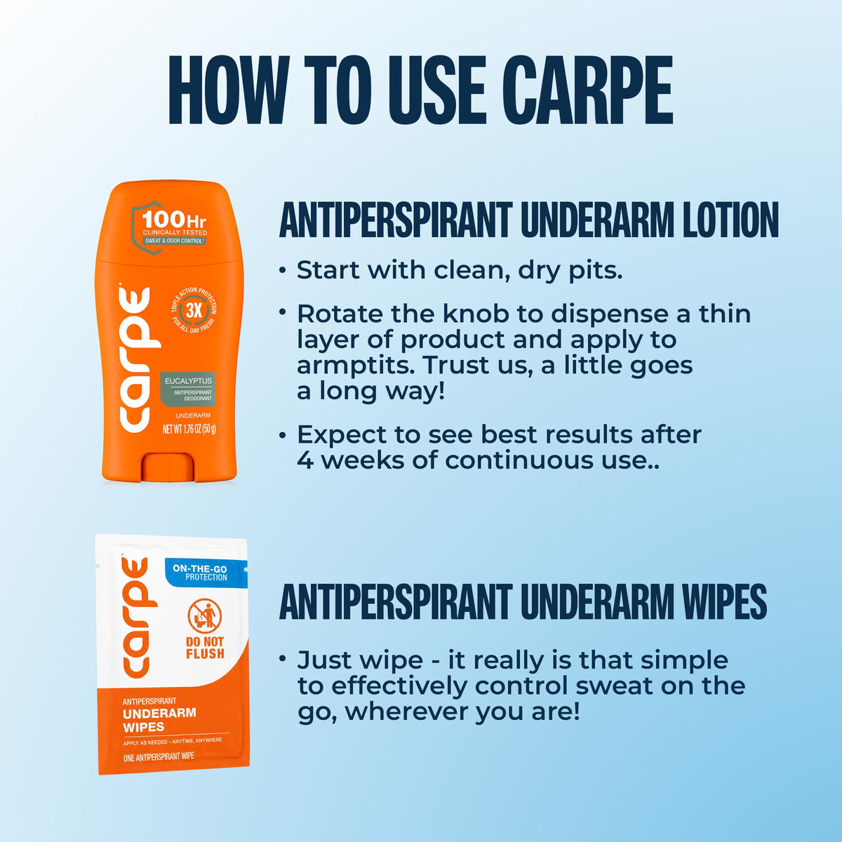Carpe Antiperspirant product with eucalyptus oil ingredients