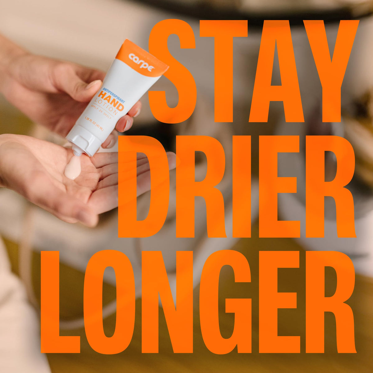 Carpe Sweat Absorbing Hand Lotion in use during daily routine