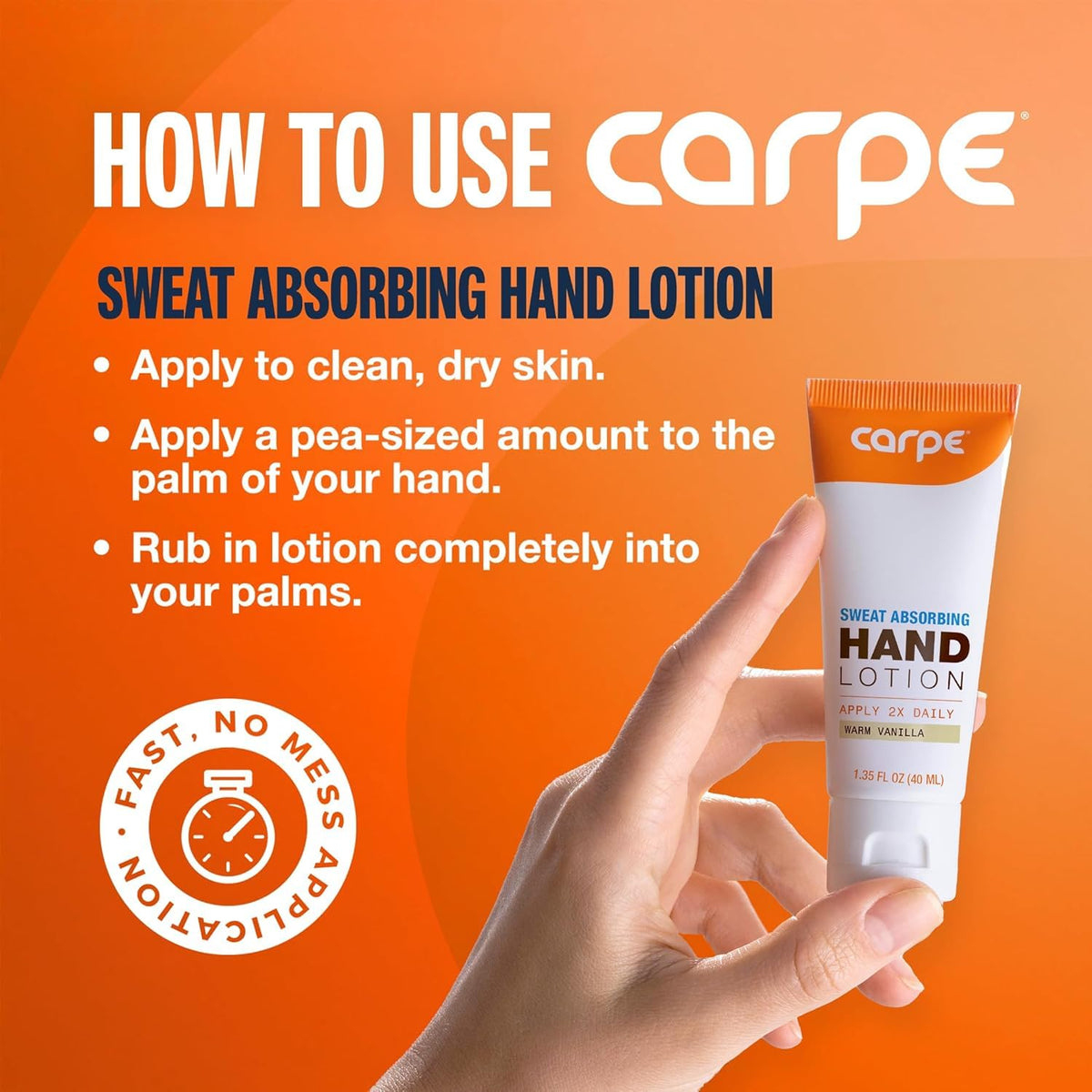 Carpe Sweat Absorbing Hand Lotion packaging details