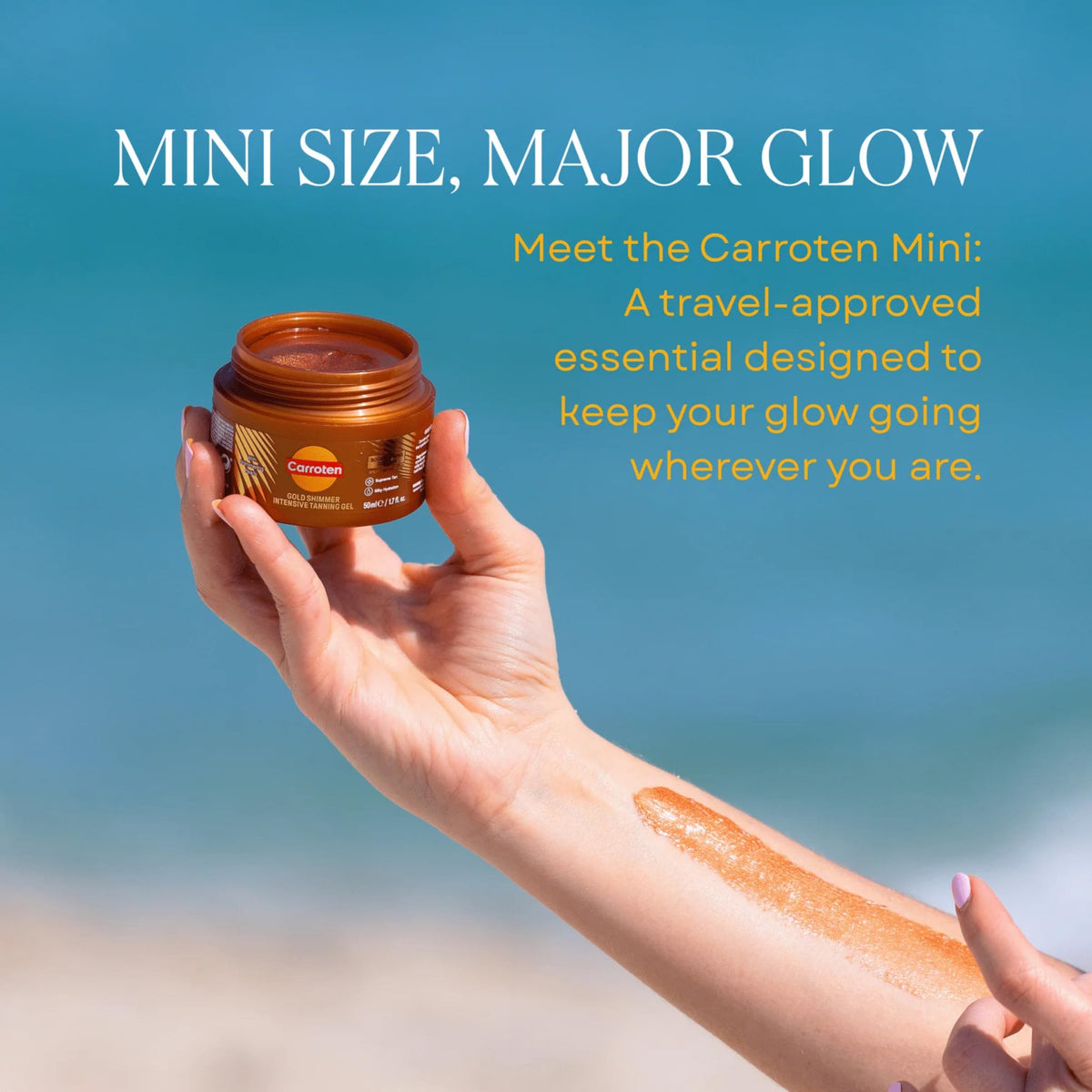 Carroten Shimmer Tanning Gel packaging side view