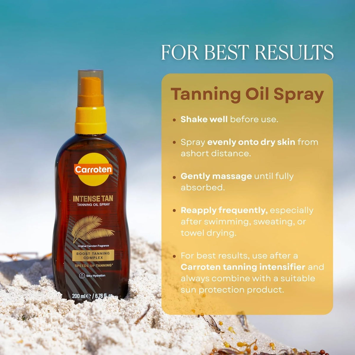Carroten tanning oil spray bottle side view