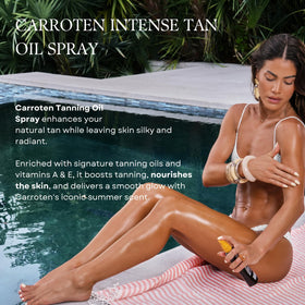 Carroten Tanning Oil Spray side view with packaging