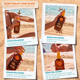 Carroten tanning set packaging with tropical background
