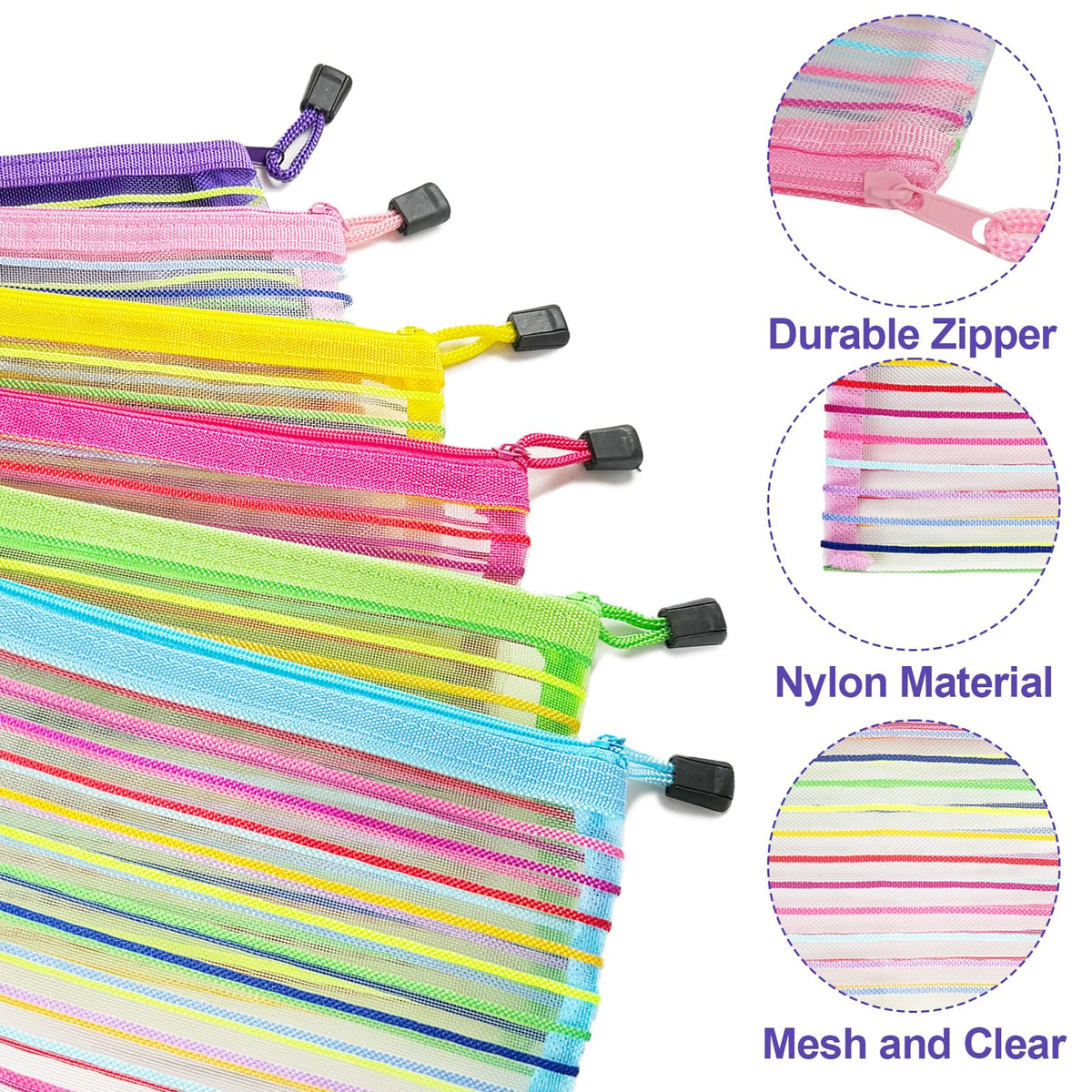 CarryEpic mesh bag with zipper, side view