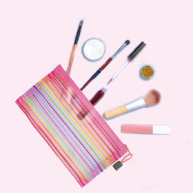 CarryEpic Mesh Makeup Bag with zipper close-up