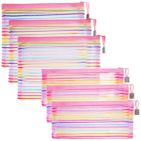 CarryEpic Mesh Makeup Bags 6 pack in pink front view