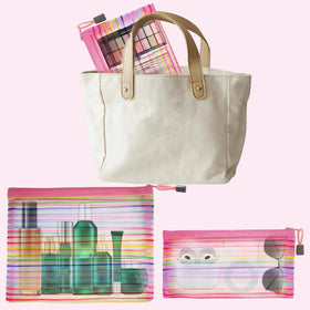 CarryEpic Mesh Makeup Bags displayed in a suitcase