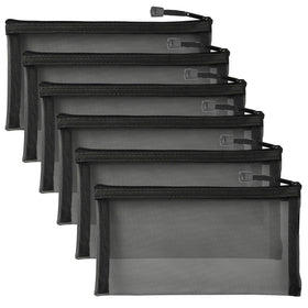 CarryEpic mesh makeup bags in black, front view