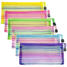CarryEpic mesh makeup bags set in six colours, front view