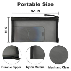 CarryEpic mesh makeup bags with zipper, side view