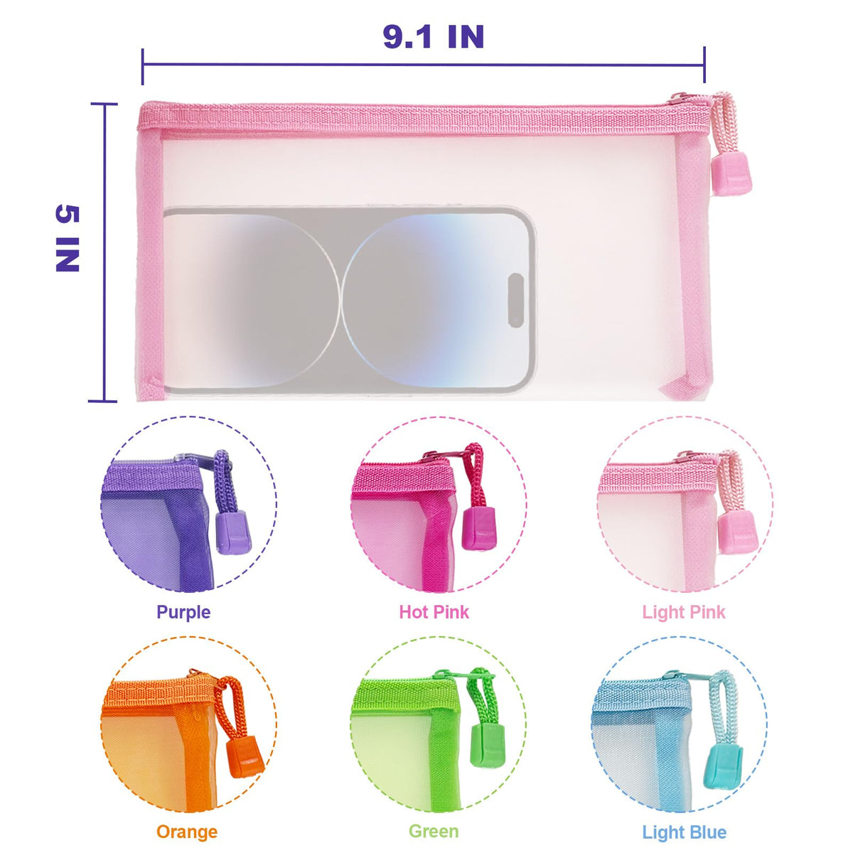 CarryEpic Mesh Pouches showing zipper closure detail
