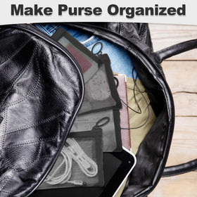 CarryEpic Mini Mesh Pouches in a purse for organisation