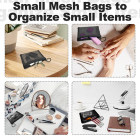CarryEpic Mini Mesh Pouches transparent design showcasing contents